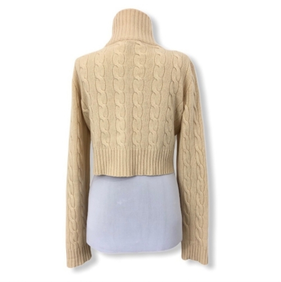Ralph Lauren Black Label Sweater 100% Cashmere Cropped Cable Knit Cardigan - Picture 3 of 4